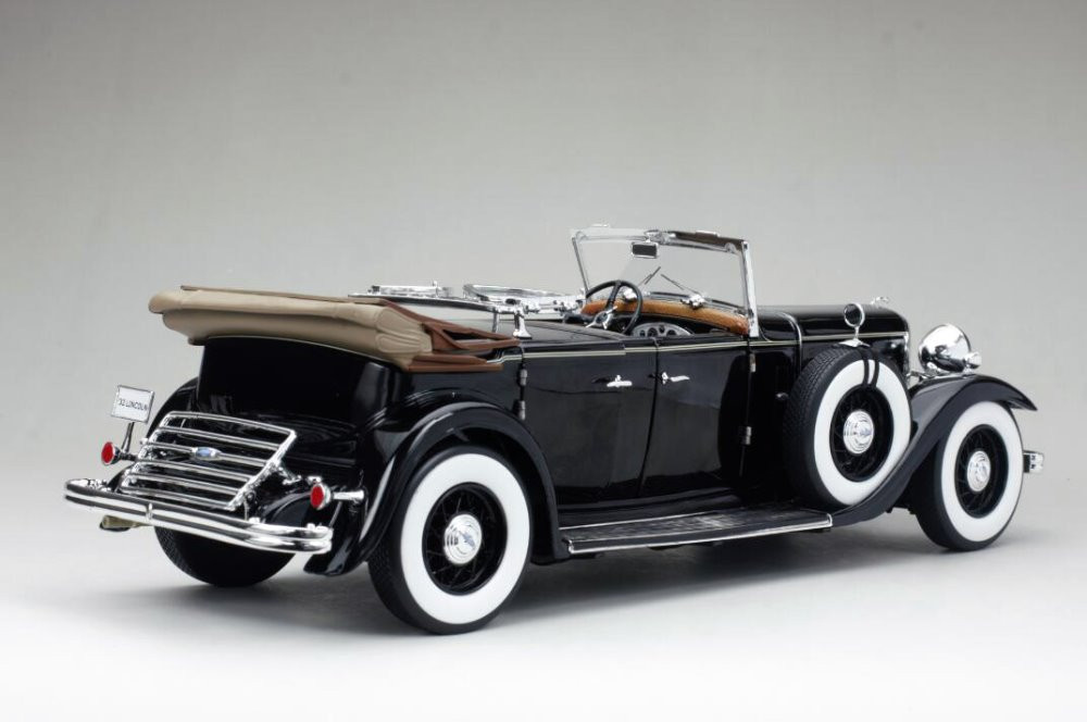 1932 Ford Lincoln KB Top Down Convertible, Black - Sun Star 6168 - 1/18 Scale Diecast Model Toy Car