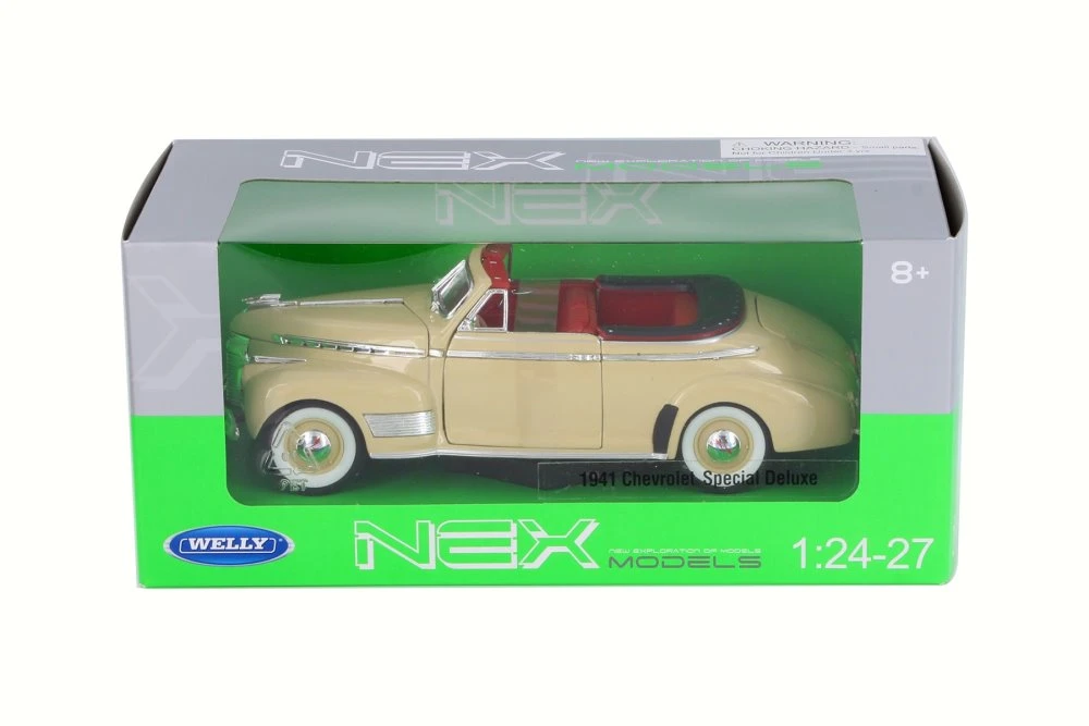 1941 Chevy Special Deluxe Convertible, Cream - Welly 22411WCM - 1/24 Scale Diecast  Car