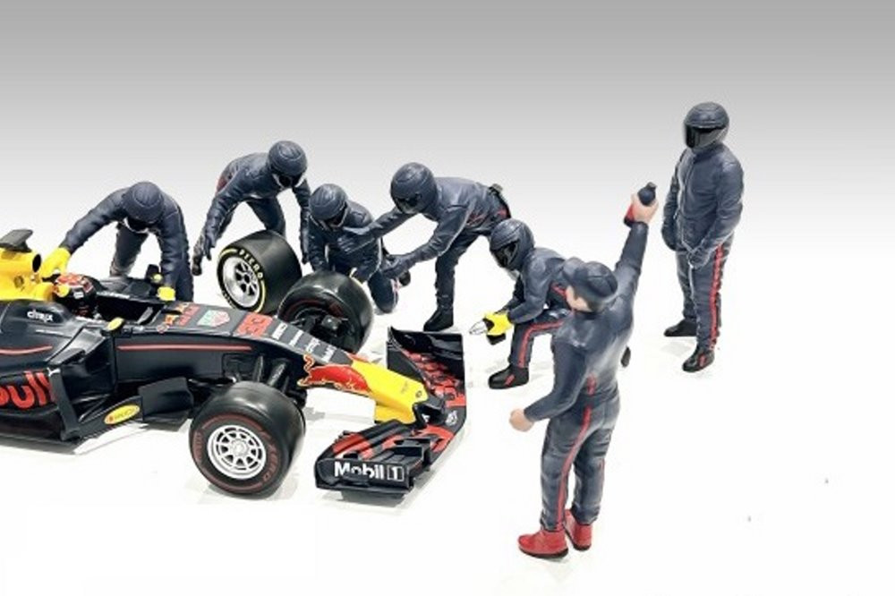 Formula One F1 Pit Crew Team Blue Set III, Blue - American Diorama