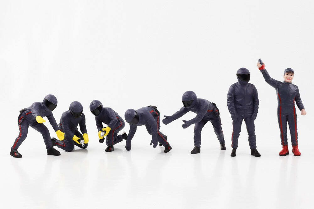 Formula One F1 Pit Crew Team Blue Set III, Blue - American Diorama 76558 - 1/18 Scale Figurine