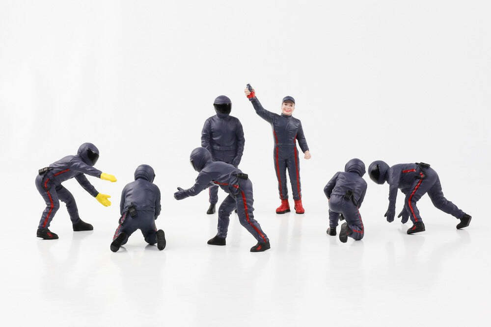 Formula One F1 Pit Crew Team Blue Set III, Blue - American Diorama 76558 - 1/18 Scale Figurine