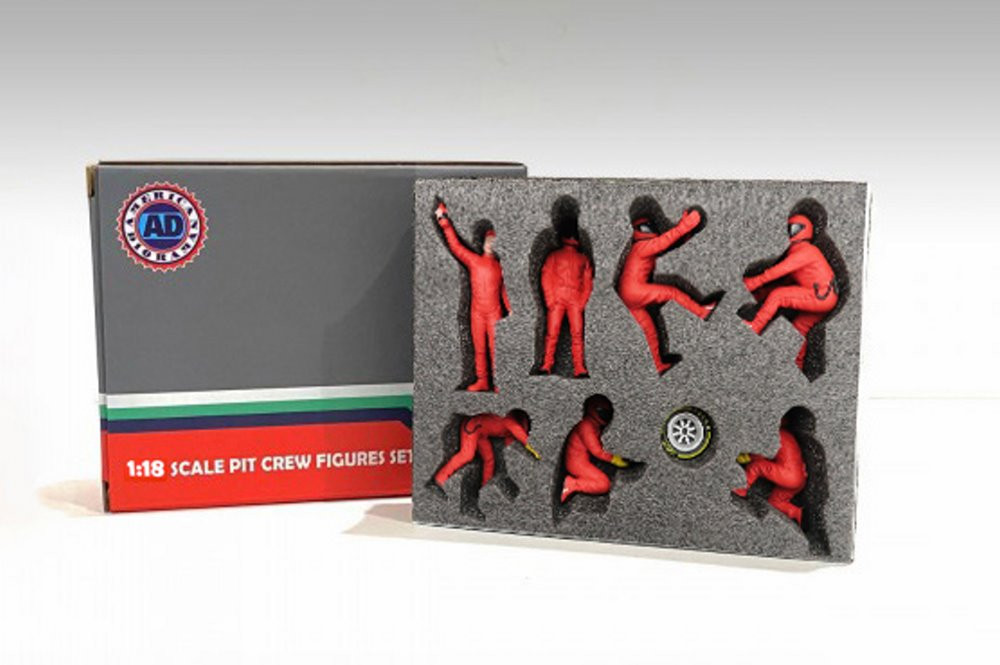 Formula One F1 Pit Crew Team Red Set III, Red - American Diorama 76556 - 1/18 Scale Figurine