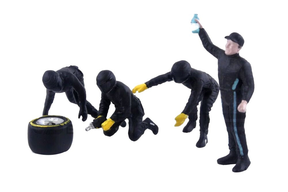 Formula One F1 Pit Crew Team Black Set III, Black - American Diorama 38389 - 1/43 Scale Figurines