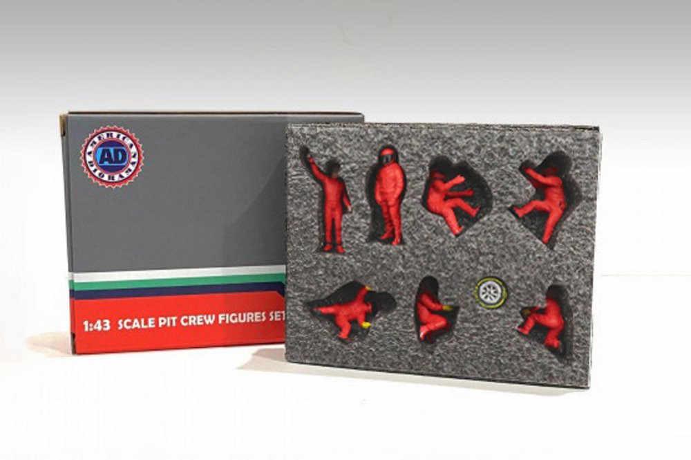 Formula One F1 Pit Crew Team Red Set III, Red - American Diorama 38388 - 1/43 Scale Figurines
