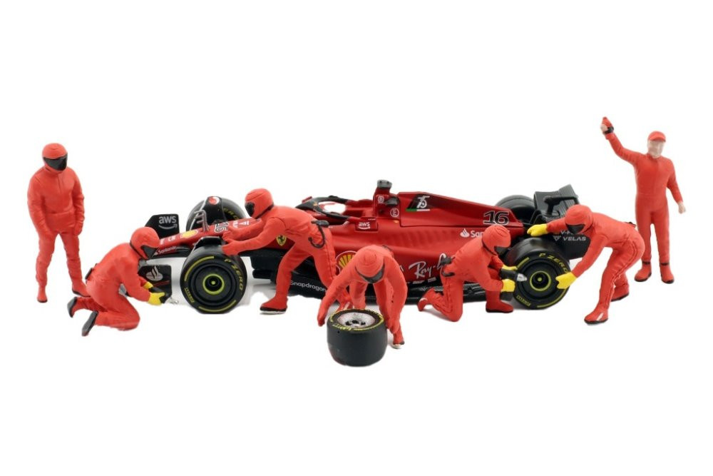 Formula One F1 Pit Crew Team Red Set III, Red - American Diorama 38388 - 1/43 Scale Figurines