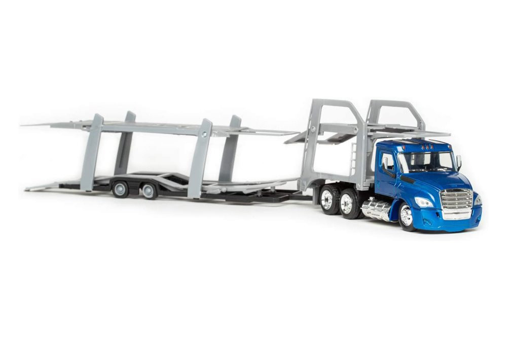 Freightliner Cascadia Auto Carrier, Blue - New Ray 16033 - 1/43 Scale Diecast Model Toy Car