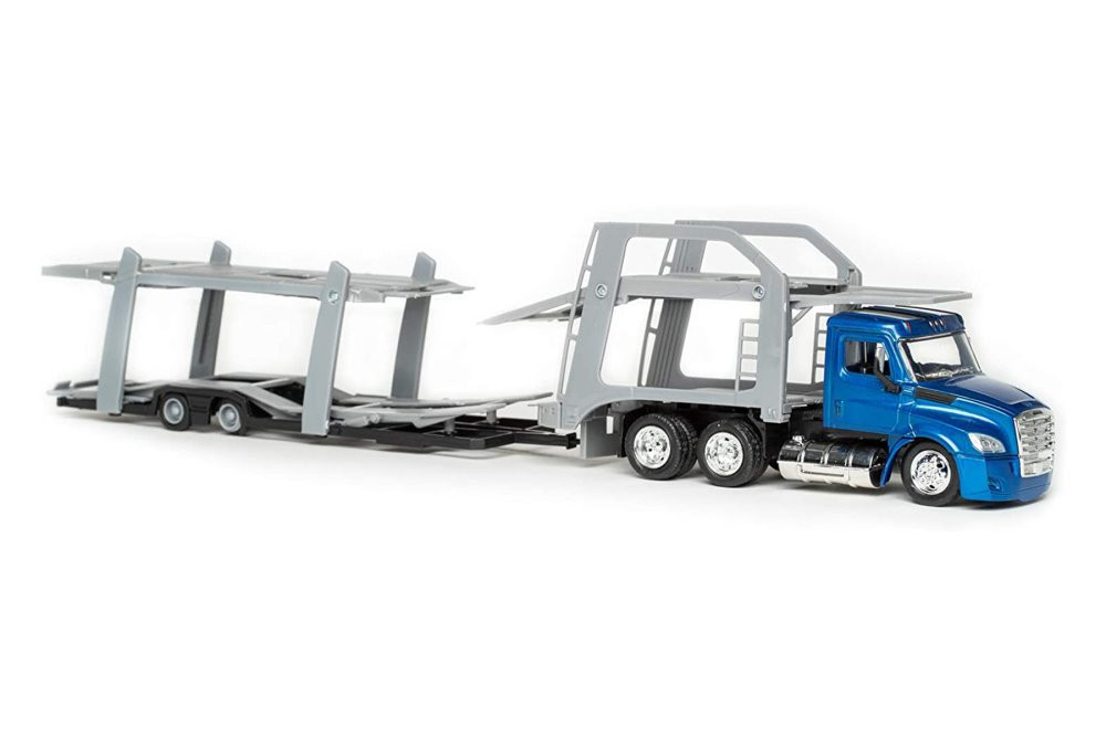 Freightliner Cascadia Auto Carrier, Blue - New Ray 16033 - 1/43 Scale Diecast Model Toy Car