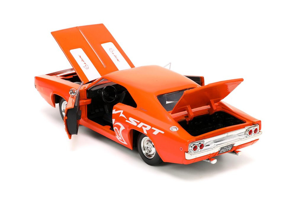 1968 Dodge Charger R/T SRT, Orange - Jada Toys 34197 - 1/24 Scale Diecast Model Toy Car