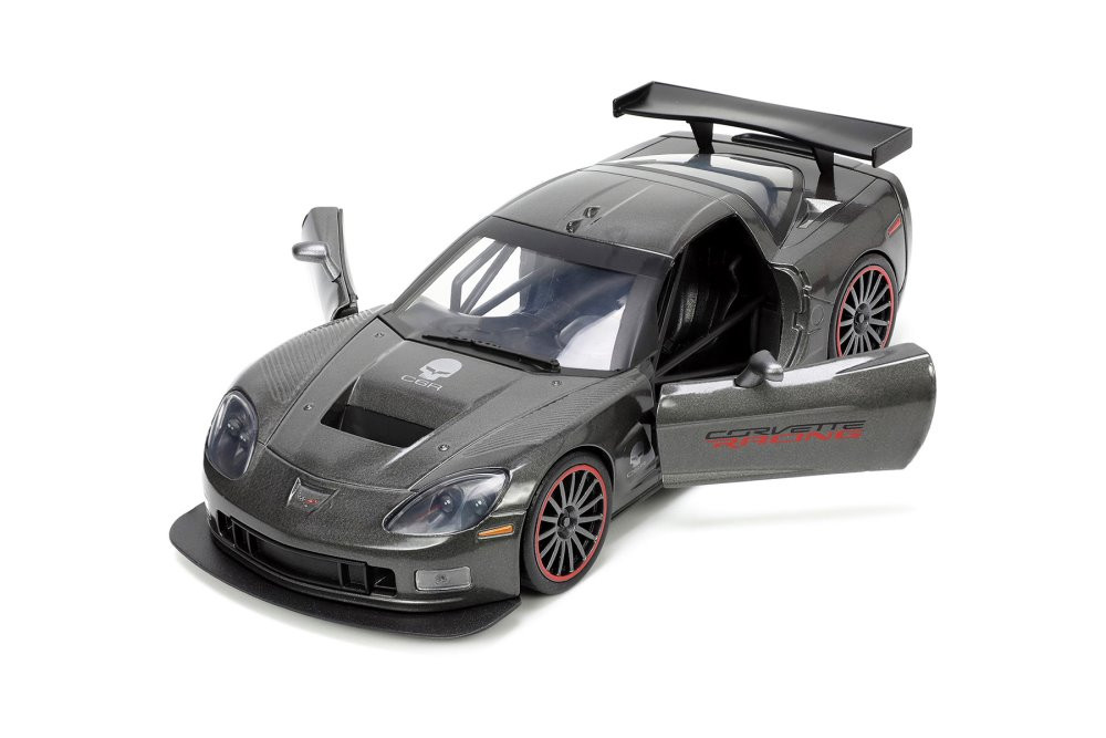 2005 Chevy Corvette C6-R, Dark Gray - Jada Toys 34117 - 1/24 Scale Diecast Model Toy Car