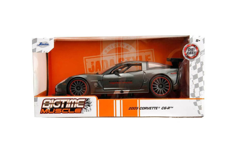 2005 Chevy Corvette C6-R, Dark Gray - Jada Toys 34117 - 1/24 Scale Diecast Model Toy Car