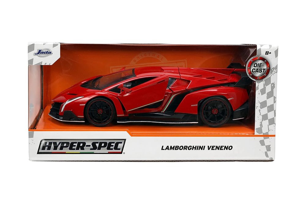 Lamborghini Veneno , Red - Jada Toys 34212/4 - 1/24 Scale Diecast Model Toy  Car