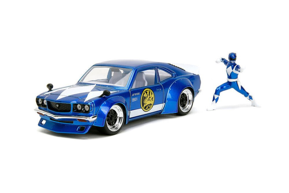 1974 Mazda RX-3 w/ Blue Ranger Figurine, Power Rangers - Jada Toys 34389 -  1/24 Scale Diecast Car