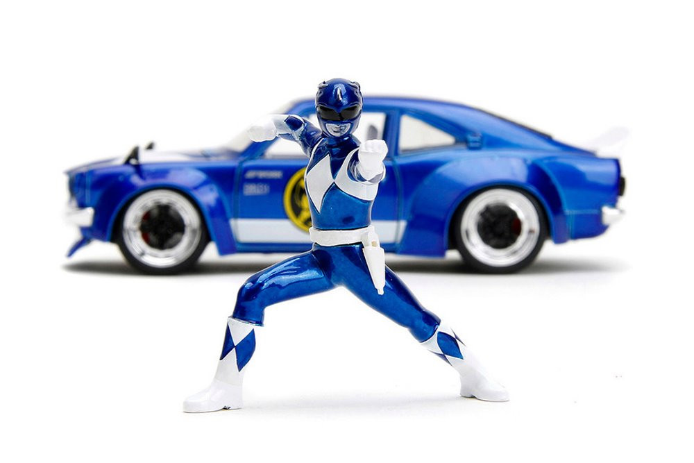 1974 Mazda RX-3 w/ Blue Ranger Figurine, Power Rangers - Jada Toys 34389 - 1/24 Scale Diecast Car