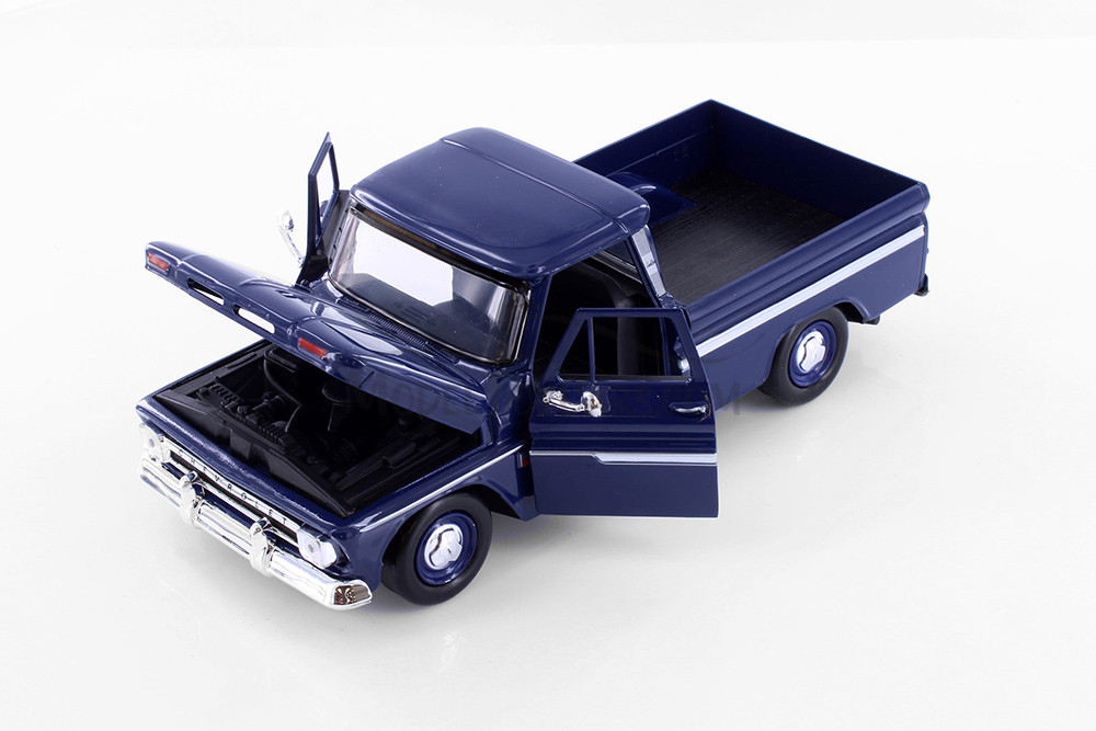 1966 Chevy C10 Pickup, Dark Blue - Showcasts 77355BU - 1/24 Scale Diecast Model Toy Car