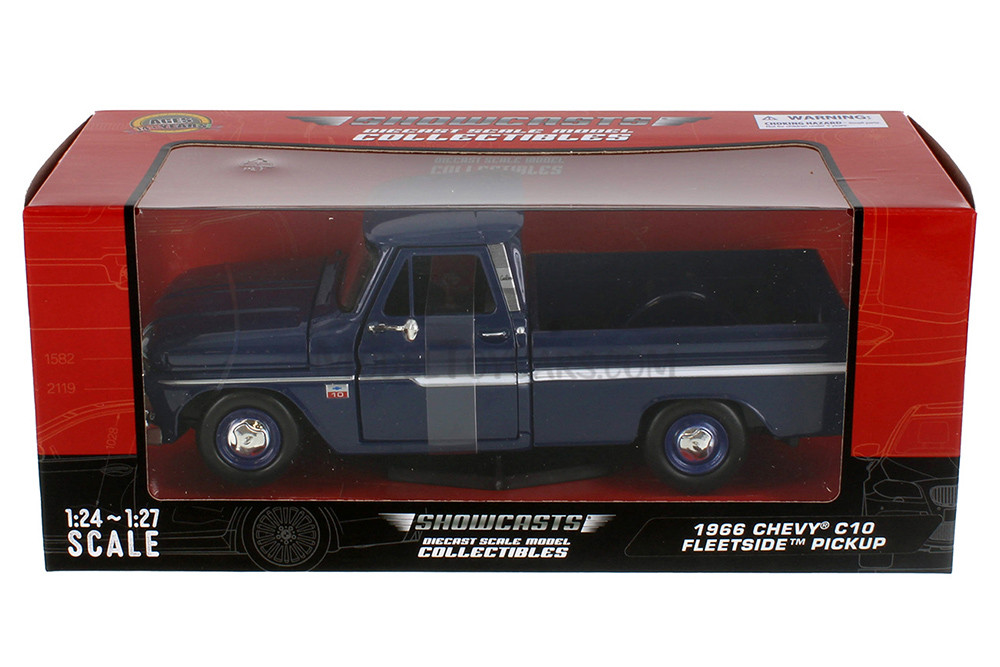 1966 Chevy C10 Pickup, Dark Blue - Showcasts 77355BU - 1/24 Scale Diecast Model Toy Car