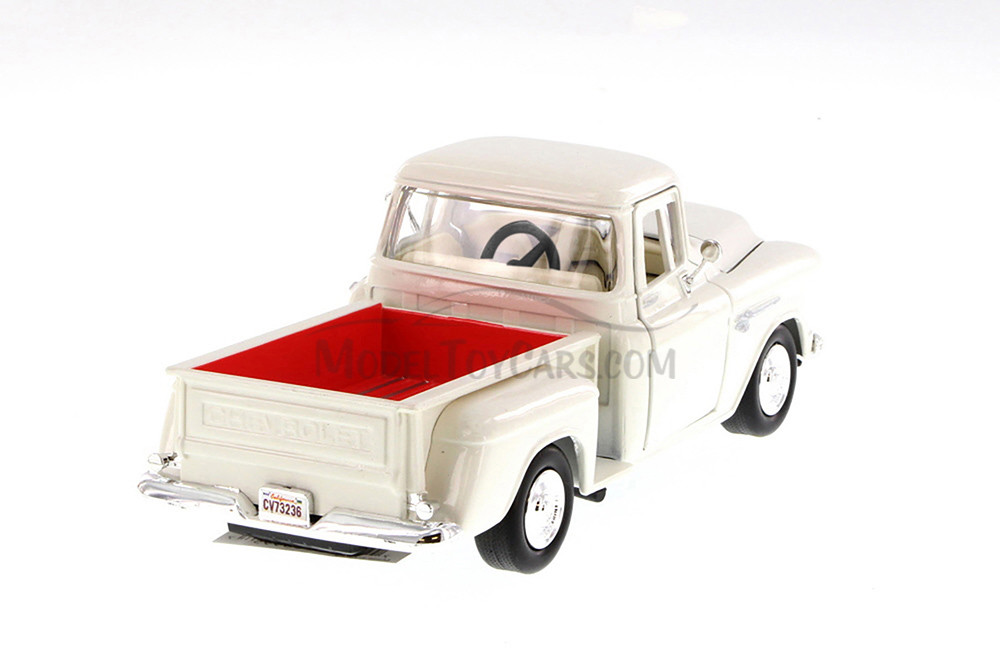 1955 Chevy 5100 Stepside Pickup, White - Showcasts 77236W - 1/24 Scale Diecast Model Toy Car