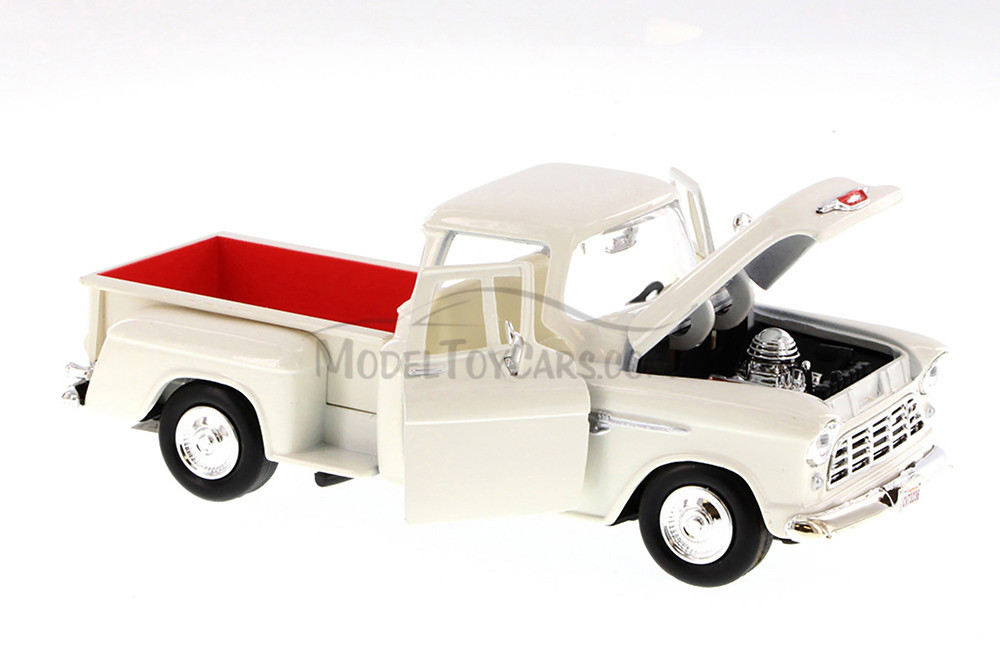 1955 Chevy 5100 Stepside Pickup, White - Showcasts 77236W - 1/24