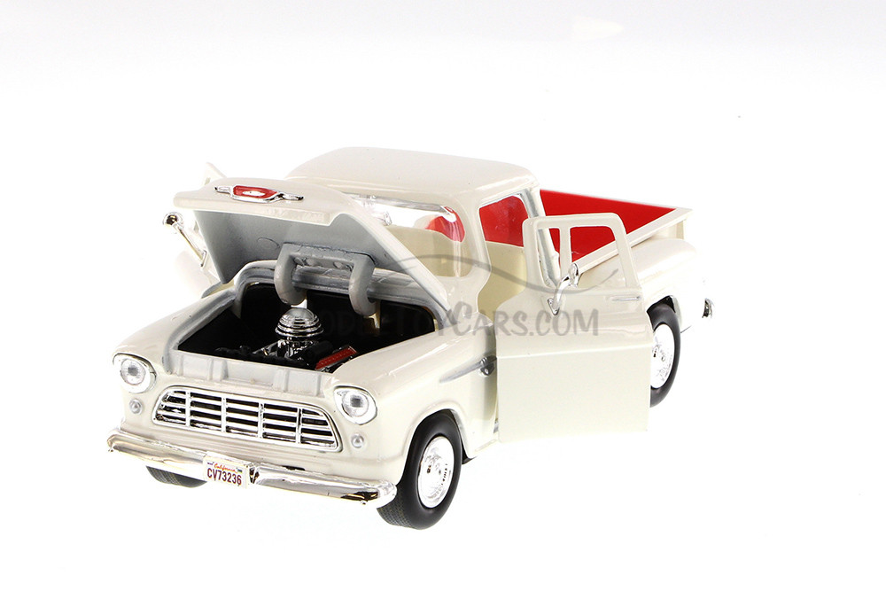 1955 Chevy 5100 Stepside Pickup, White - Showcasts 77236W - 1/24 Scale Diecast Model Toy Car