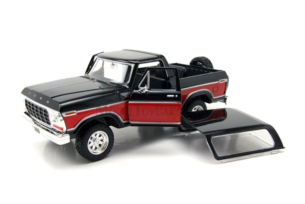 1978 Ford Bronco Ranger XLT w/ Spare Tire, Black/Red - Showcasts 71371WRK - 1/24 Scale Diecast Car