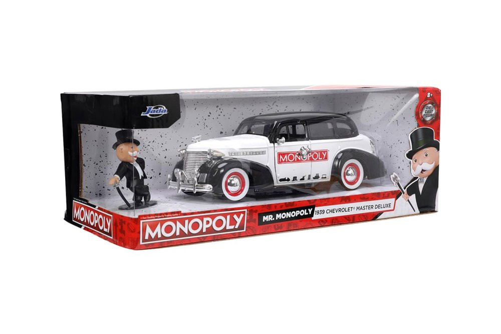 1939 Chevy Master Deluxe w/Mr. Monopoly Figure, Monopoly - Jada Toys 33230 - 1/24 scale Diecast Car