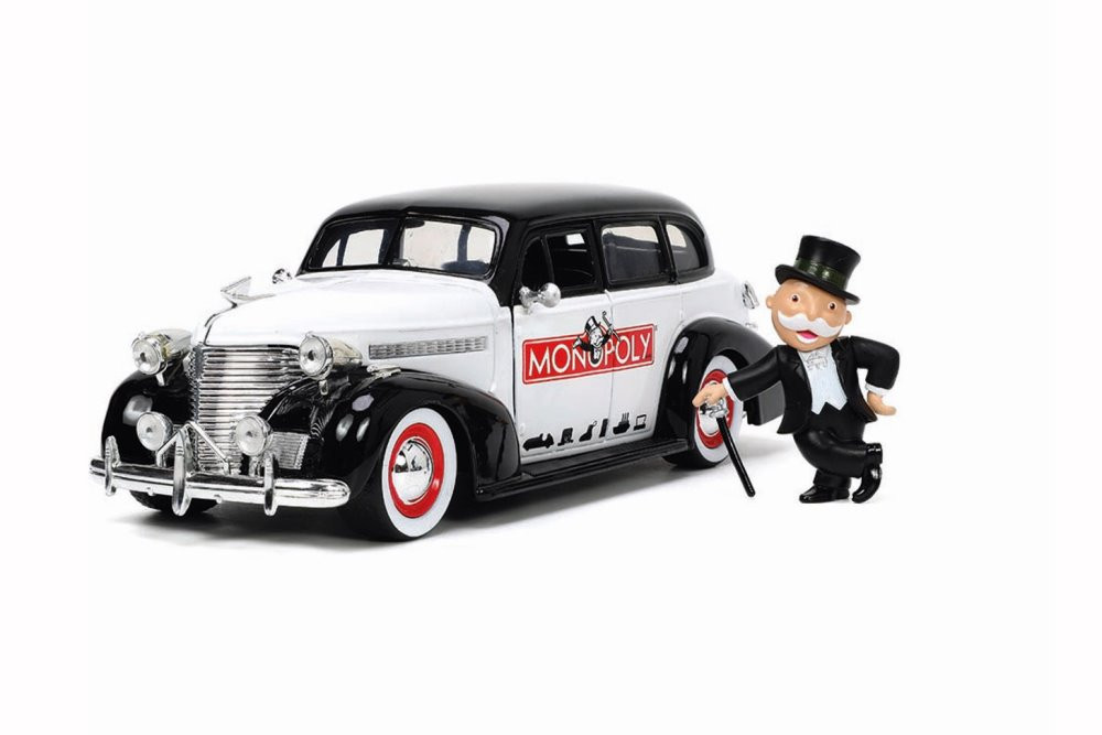 1939 Chevy Master Deluxe w/Mr. Monopoly Figure, Monopoly - Jada Toys 33230 - 1/24 scale Diecast Car