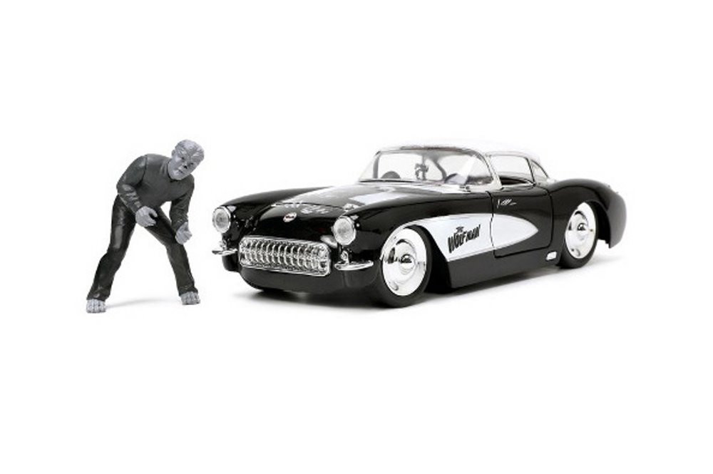 1957 Chevy Corvette w/Wolfman Figure, The Wolfman - Jada Toys 32195/4 - 1/24 scale Diecast Car
