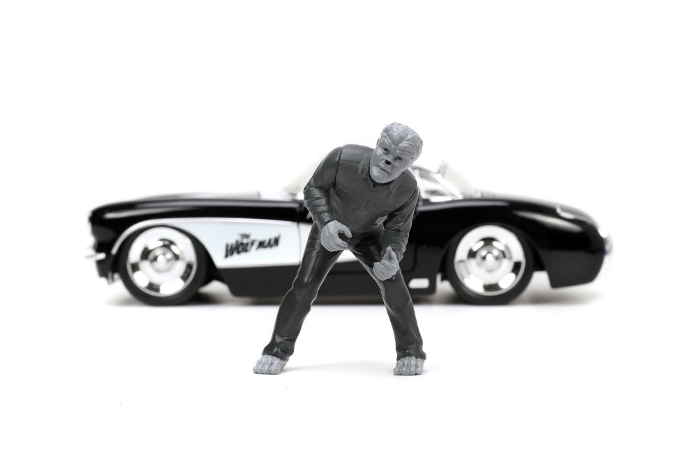 1957 Chevy Corvette w/Wolfman Figure, The Wolfman - Jada Toys 32195/4 - 1/24 scale Diecast Car