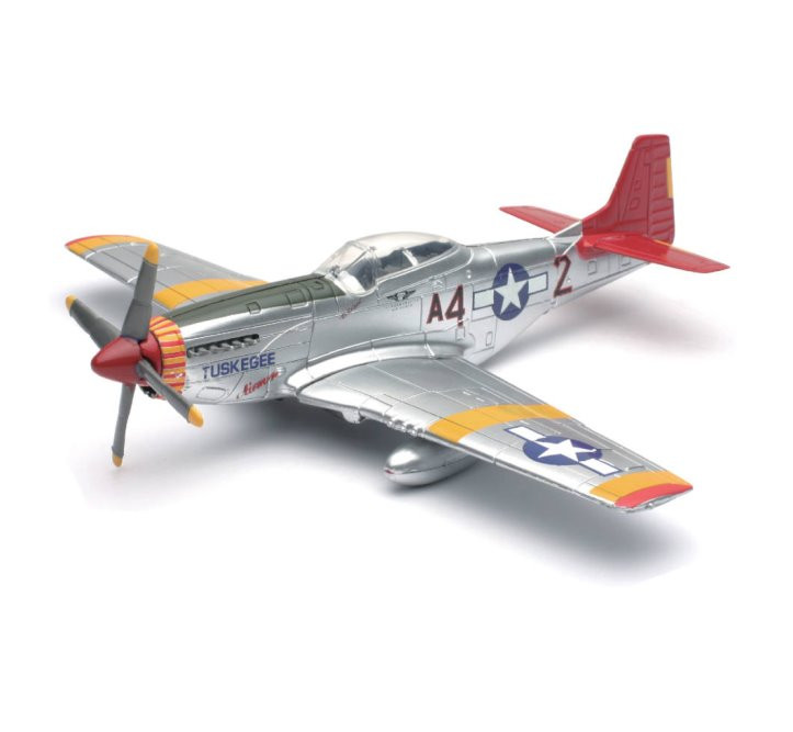 Tuskegee Airmen P-51 Mustang Red Tails, Silver - New Ray SS-20235 - 1/48  scale Model Toy Replica