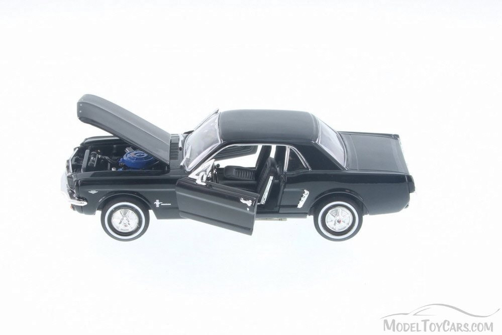 1964 Ford Mustang Coupe (1964.5), Black - Welly 22451/4D - 1/24 Scale Diecast Model Toy Car