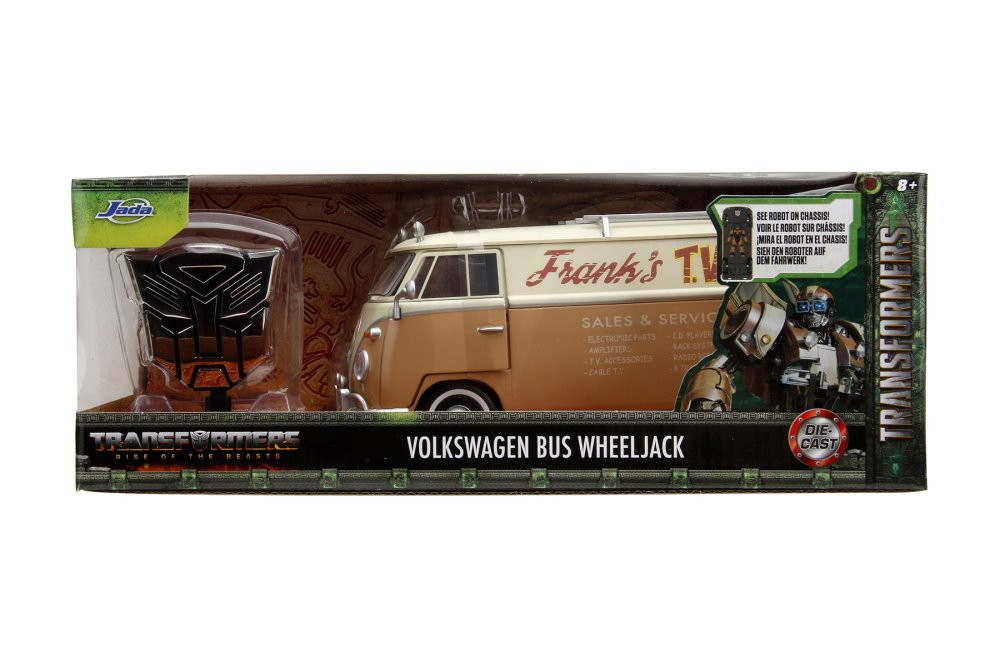 Volkswagen Bus WheelJack w/ Transformers Statue - Jada Toys 34264 - 1/24 Scale Diecast Car