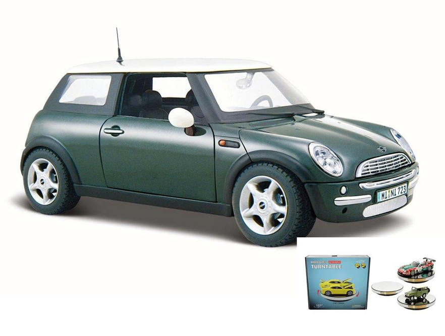 Diecast Car w/Rotary Turntable - Mini Cooper, Green - Maisto 31219 - 1/24 Scale Diecast Car