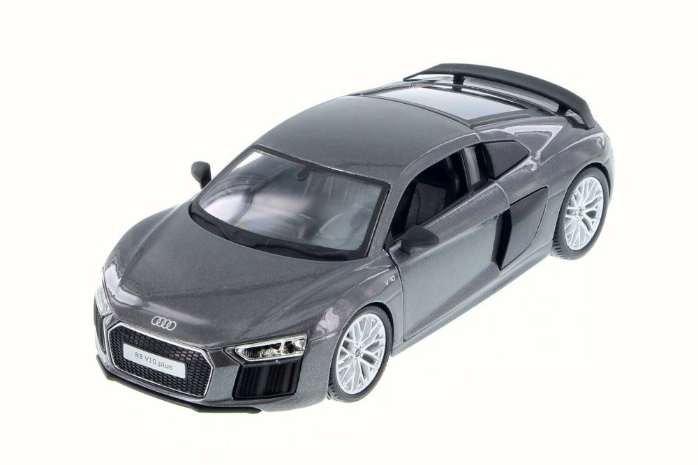 Diecast Car w/Rotary Turntable - Audi R8 V10 Plus, Gray - Maisto 34513 - 1/24 Scale Diecast Car