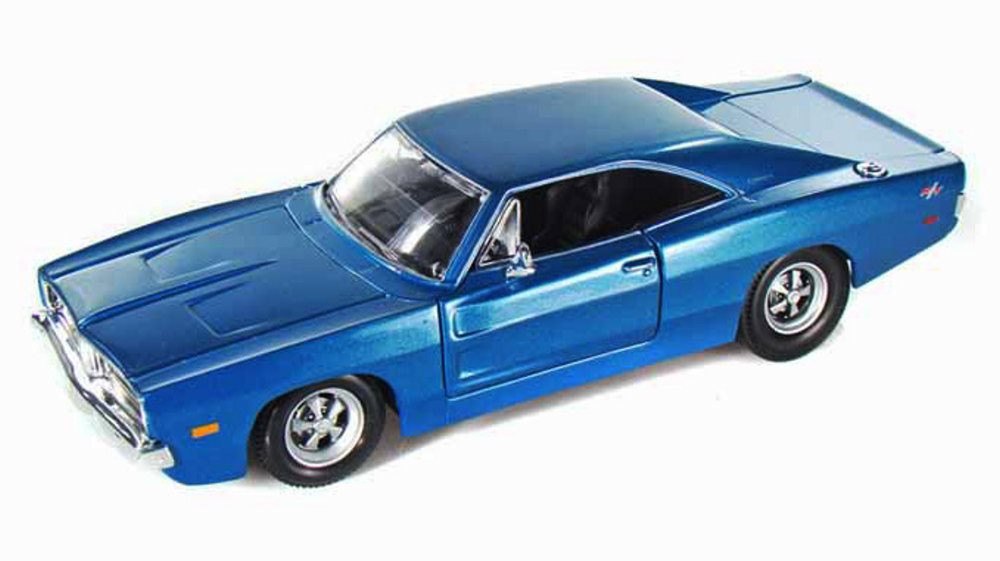 Diecast Car w/Rotary Turntable - 1969 Dodge Charger R/T, Blue - Maisto 31256 1/24 Scale Diecast Car