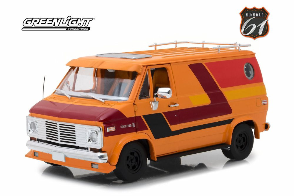 1976 Chevy G-Series Van, Orange - Greenlight HWY18012 - 1/18 scale