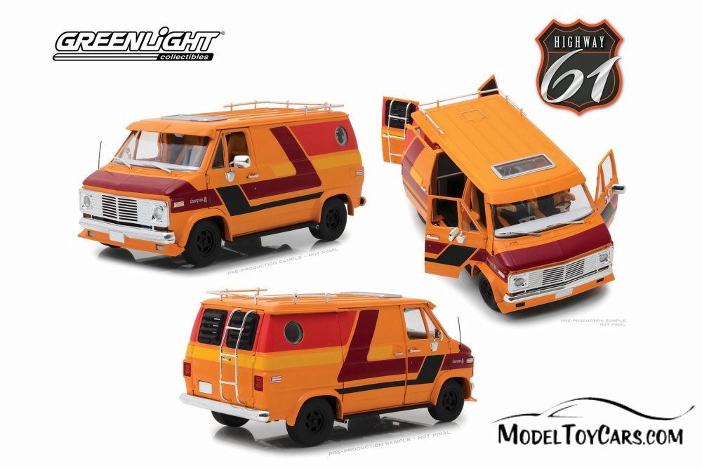 1976 Chevy G-Series Van, Orange - Greenlight HWY18012 - 1/18 scale