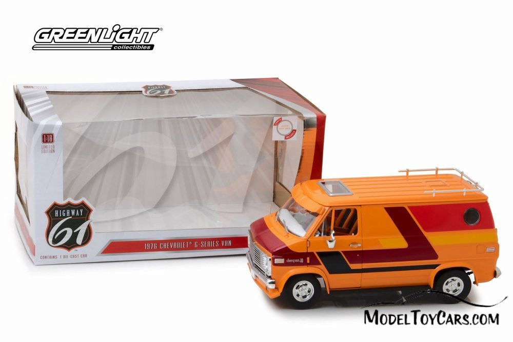 1976 Chevy G-Series Van, Orange - Greenlight HWY18012 - 1/18 scale