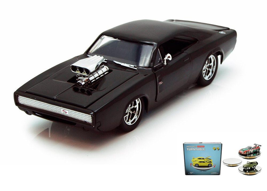 Diecast Car w/Display Turntable - Dom's 1970 Dodge Charger R/T - 1/24 scale Diecast Car