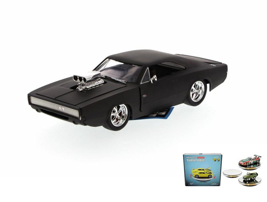 Diecast Car w/Display Turntable - Dom's 1970 Dodge Charger R/T, 1/24 scale Diecast Car