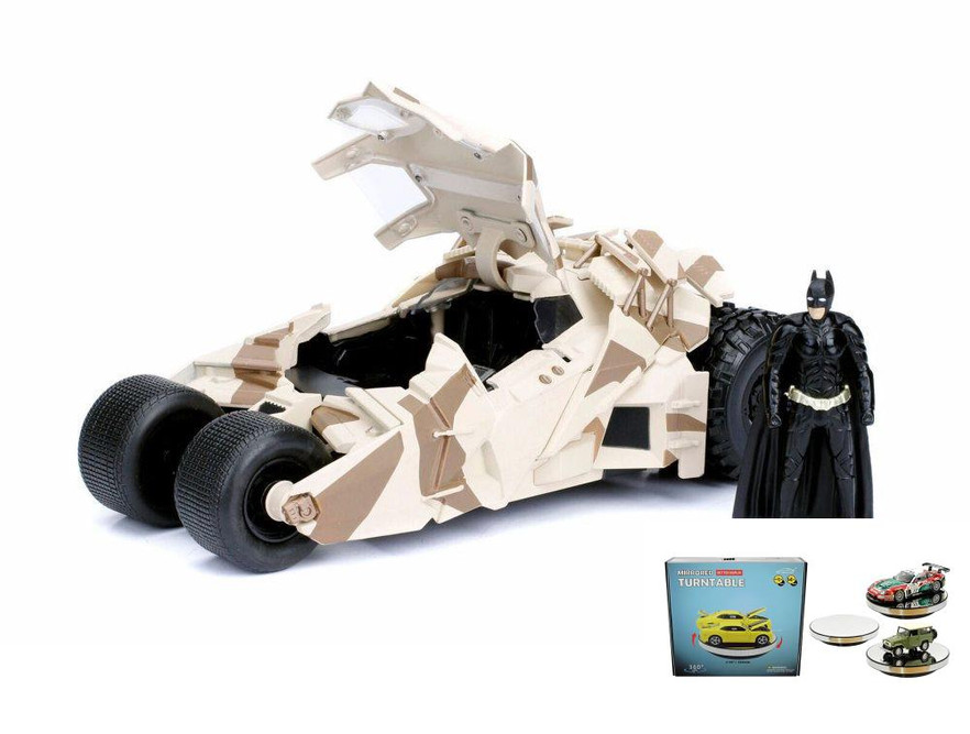 Diecast Car w/Display Turntable - Batmobile Camouflage Version w/ Batman Figure - 1/24 Diecast Car