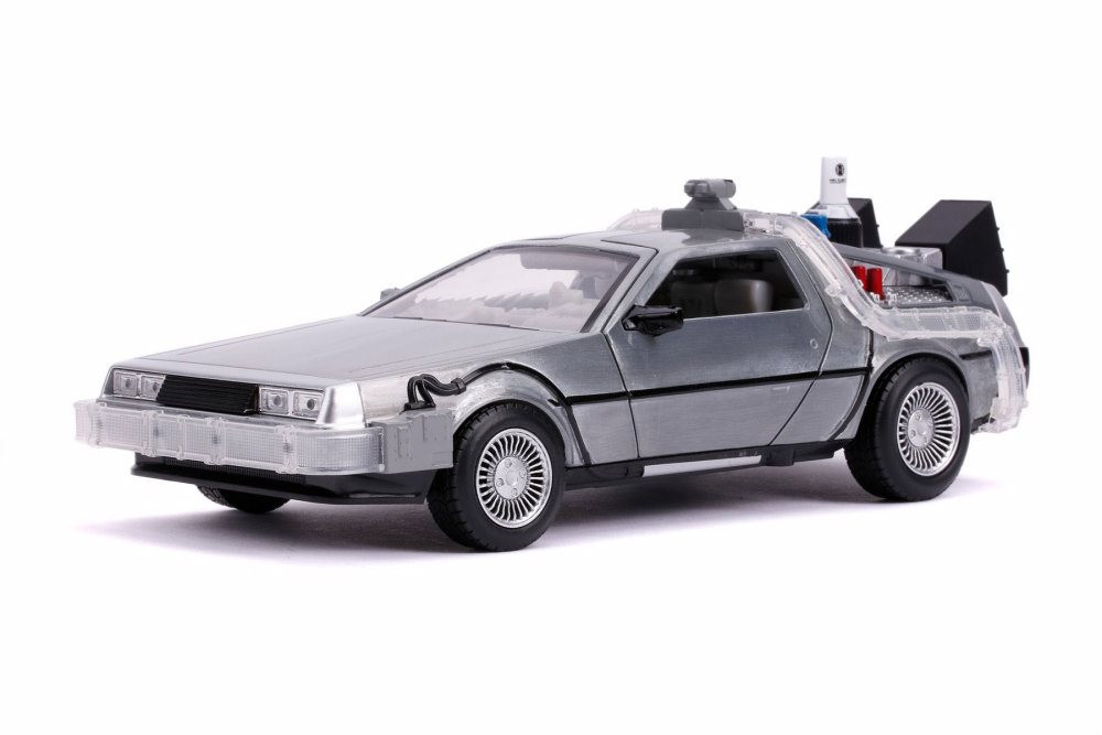 Diecast Car w/Display Turntable - DeLorean Time Machine w/lights - 1/24 Scale Diecast Car