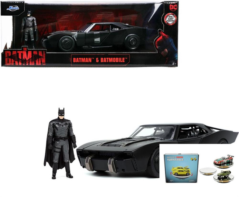 Diecast Car w/Display Turntable - Batmobile w/ Batman Figure, The Batman - 1/24 scale Diecast Car