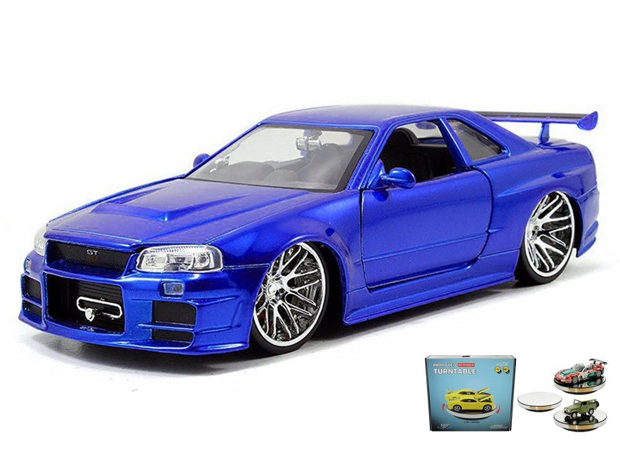 GT-R Skyline Fairladwy 1/24 スケールモデル　11種 Diecast Car w/Display Turntable - Fast & Furious Brian's Nissan