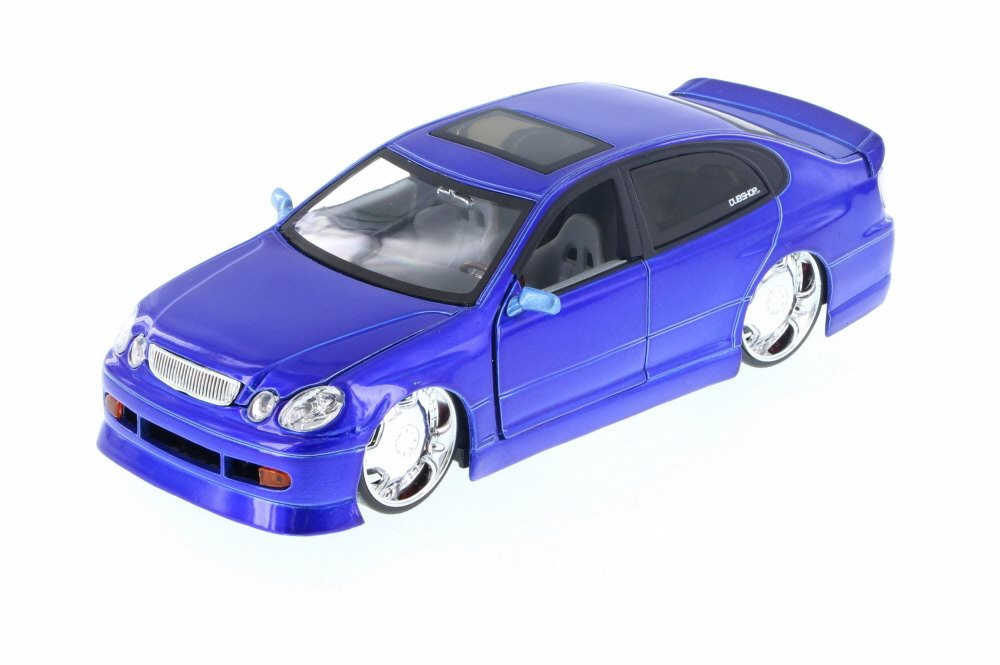 Diecast Car w/Display Turntable - Lexus GS430, Blue - Jada 50759FF - 1/24 Scale Diecast Car