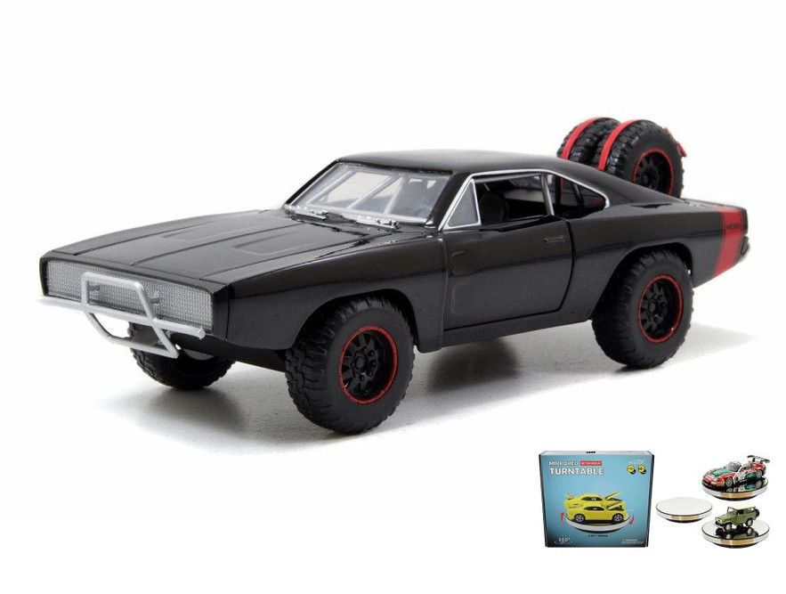 Diecast Car w/Display Turntable - Dom's 1970 Dodge Charger Off-Road - 1/24 scale Diecast Car