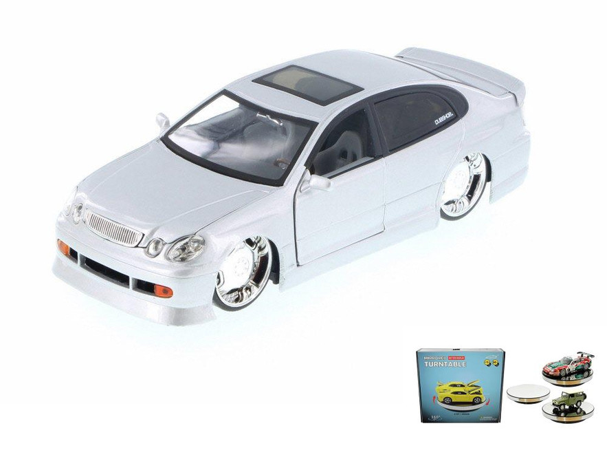 Diecast Car w/Display Turntable - Lexus GS430, Silver - Jada