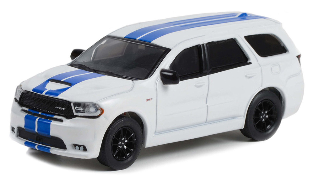2019 Dodge Durango SRT, White w/Blue Stripes - Greenlight 13320E/48 - 1/64 Scale Diecast Car