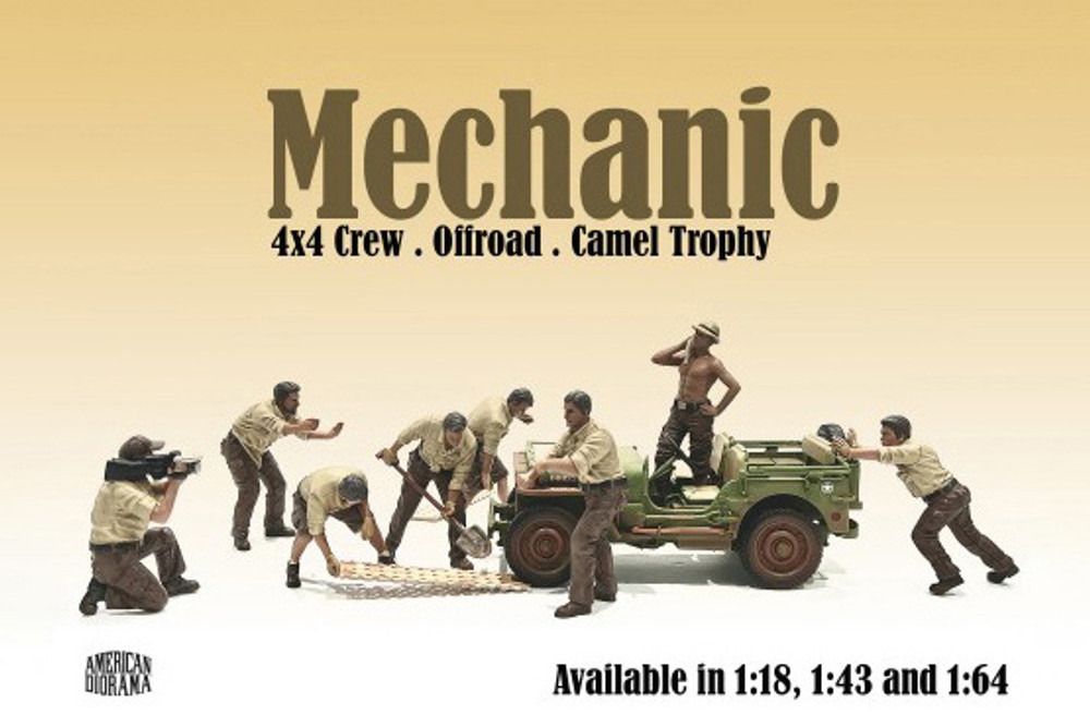 4x4 Mechanic Figure 6, Beige w/Brown - American Diorama AD-18016 - 1/18 Scale Figurine - Accessory