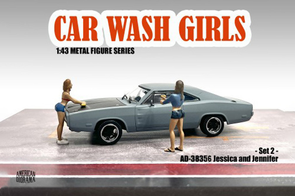 Car Wash Girls Set 2 (Jessica & Jennifer) - American Diorama 38356 - 1/43 Scale Figurine Accessory