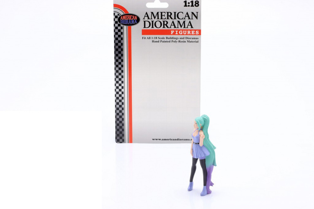 Cosplay Girls Figure 4, Blue w/Green - American Diorama AD-18304 - 1/18 Scale Figurine - Accessory