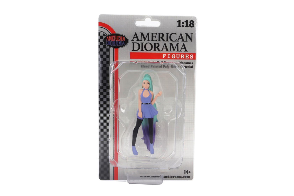Cosplay Girls Figure 4, Blue w/Green - American Diorama AD-18304 - 1/18 Scale Figurine - Accessory